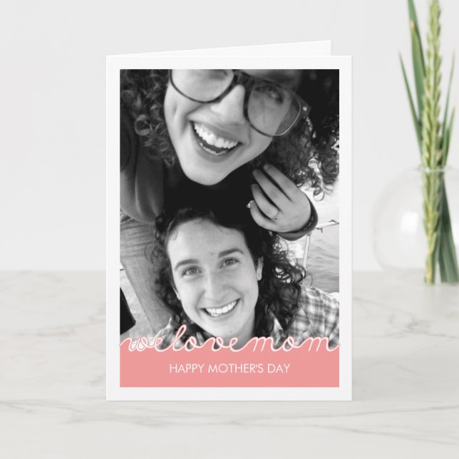 Carte Fête des mères roses Photo Amour Maman Coupe Texte (Devant)