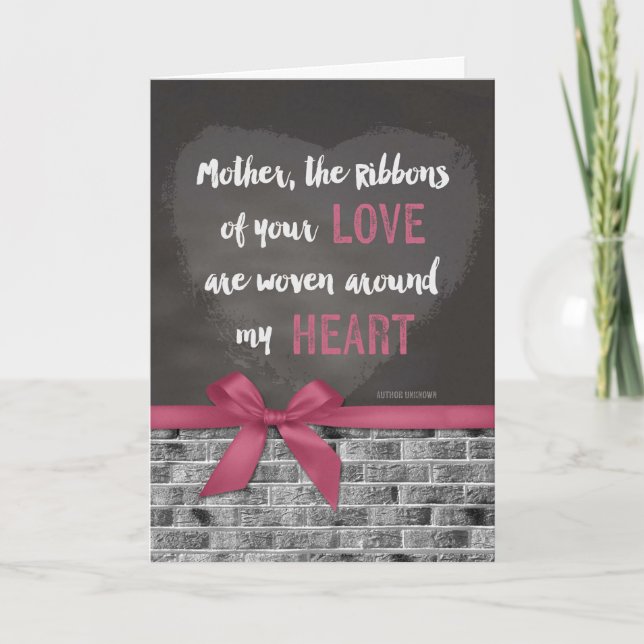Carte Fête des Mères - Rubans de Chalkboard de l'amour (Devant)