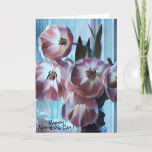 Carte Fête des mères tulipes roses
