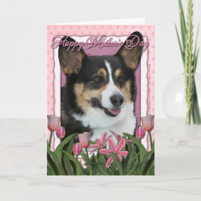Carte Fête des mères - Tulipes roses - Corgi (Devant)