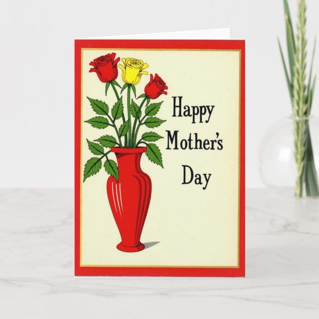 Carte Fête des Mères Vase Floral (Devant)