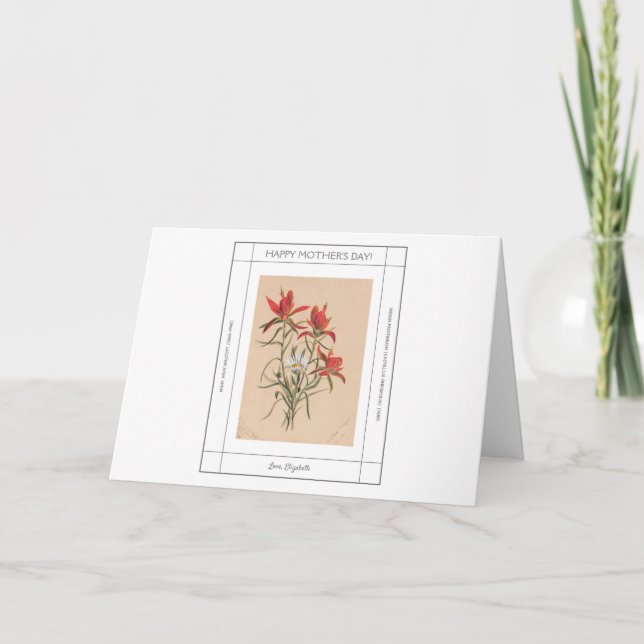 Carte Fête des mères Vintage Fleur Rouge (Devant)