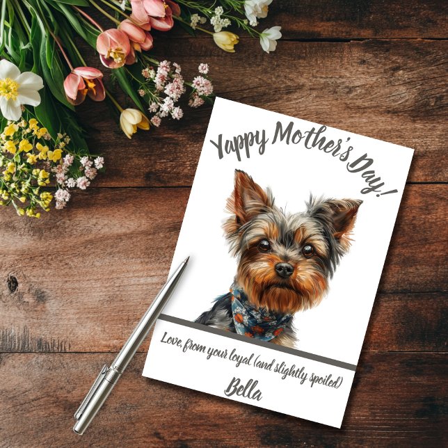 Carte Fête des mères Yappy Yorkie (Yappy Yorkie Mother's Day Card)