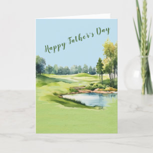 Carte Fête des pères à thème pittoresque Watercolor Golf