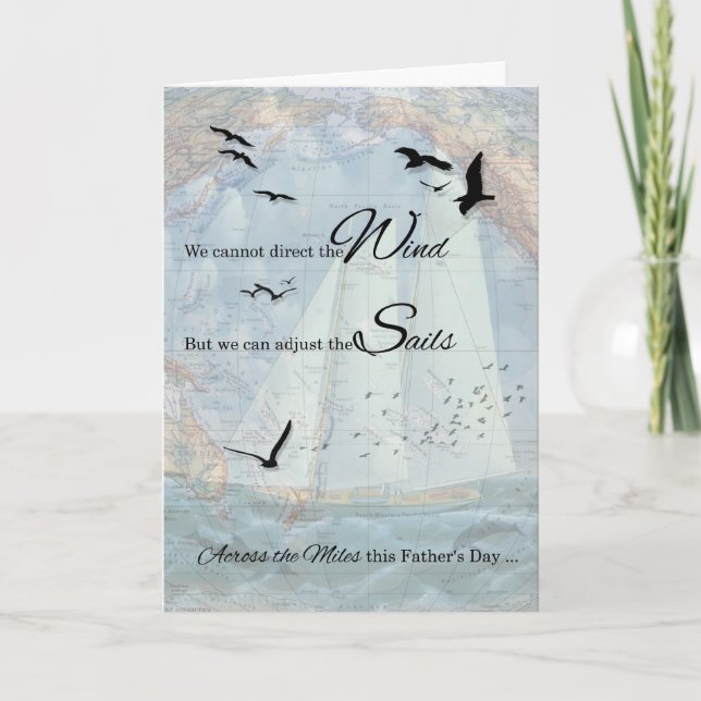 Carte Fête des pères à travers les Miles Thème Nautique (Devant)