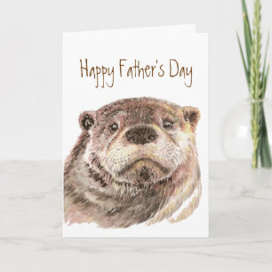 Carte Fête des pères amusante Custom Cute Otter Nature F