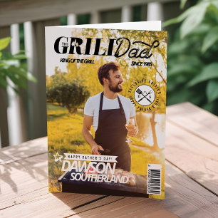 Carte Fête des pères amusante Grill Papa Photo Magazine 