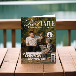 Carte Fête des pères amusante Papa Pêche Photo Magazine