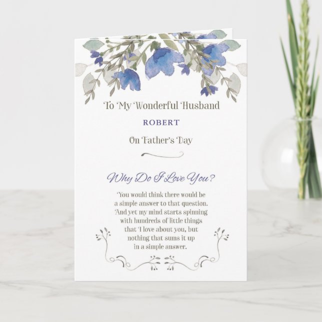 Carte Fête des pères au mari Personnaliser avec le nom (Devant)