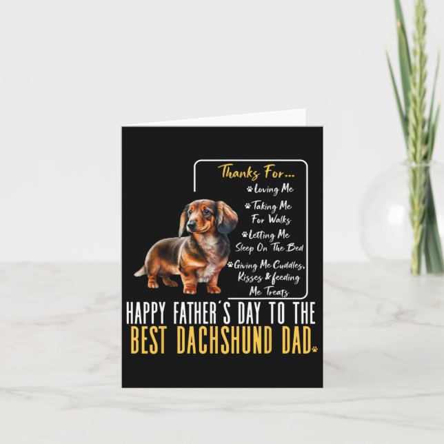 Carte Fête des pères Au Meilleur Dachshund Papa - Dachsh (Devant)