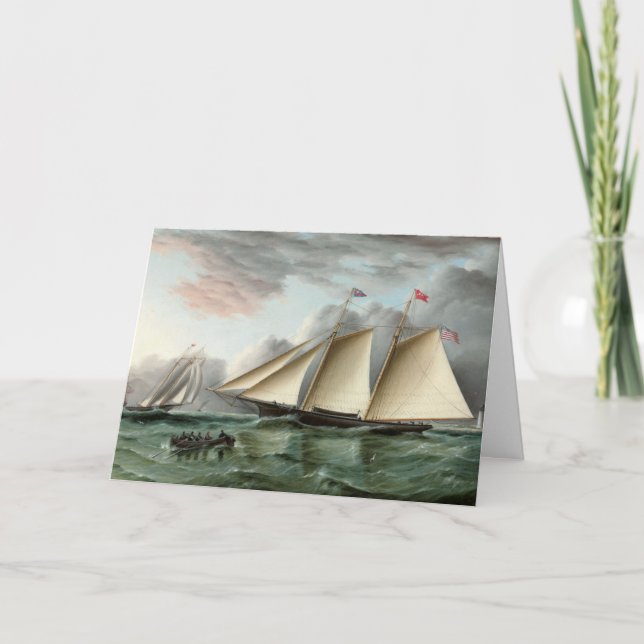 Carte fête des pères avec goélette (Devant)