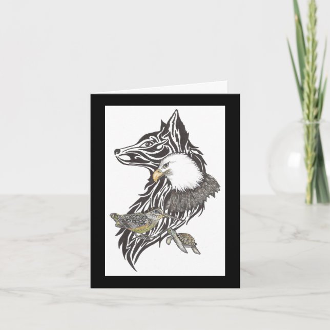 Carte Fête des pères avec guides animaux (Devant)