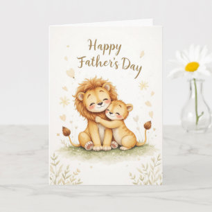 Carte fête des pères avec Lion et Cub Cute Safari