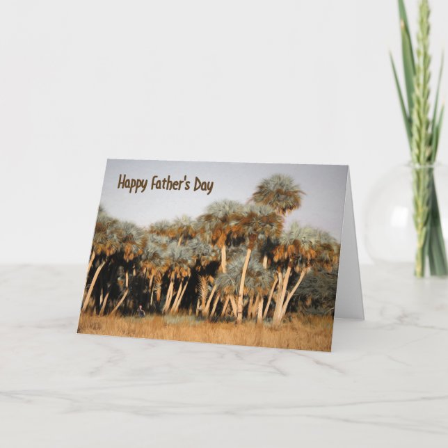 Carte fête des pères avec Peint, Edité, Palmiers (Devant)