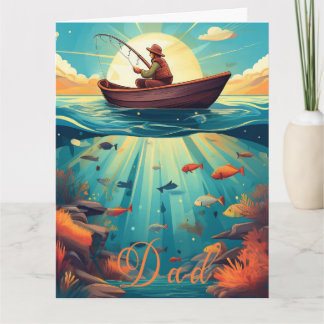 Carte Fête des pères Avec Théâtre De Pêche