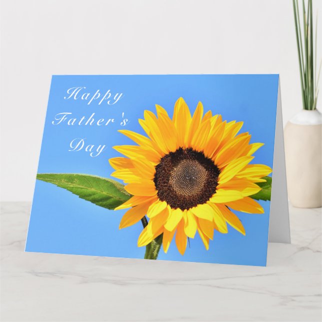 Carte fête des pères avec tournesol jaune (Devant)