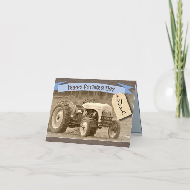 Carte fête des pères avec tracteur (Devant)