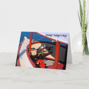 Carte fête des pères avec vieux bateau en bois
