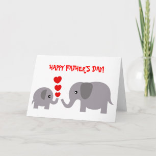 Carte fête des pères Bébé et papa éléphant