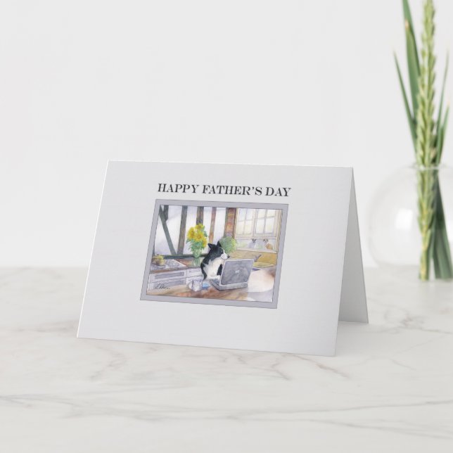 Carte fête des pères - Border Collie chien sur son (Devant)