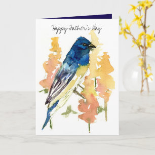 Carte Fête des Pères Bruant Lazuli Oiseau Nature Faune