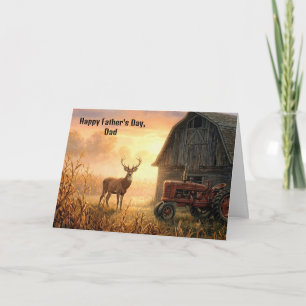 Carte Fête des Pères Buck Cerf dans la campagne au lever