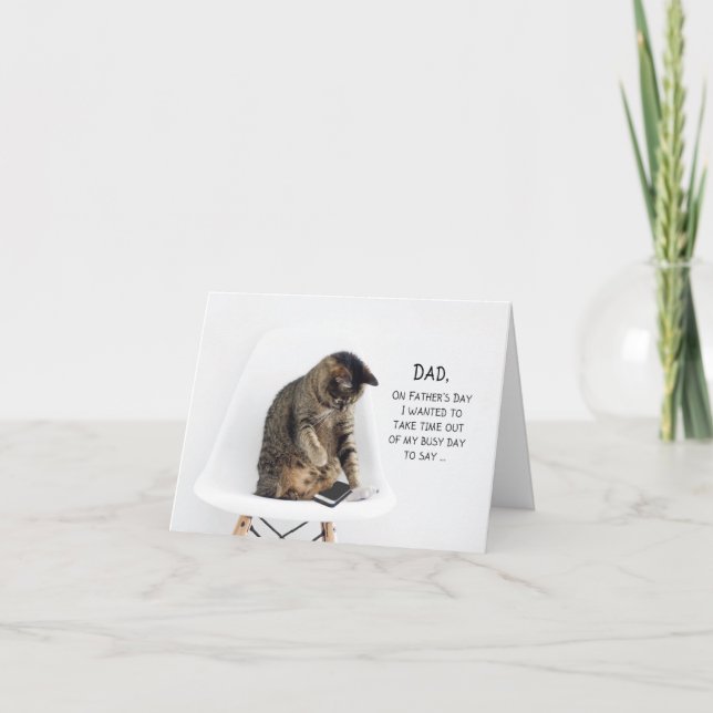Carte Fête des pères Chat au téléphone de la fille (Devant)