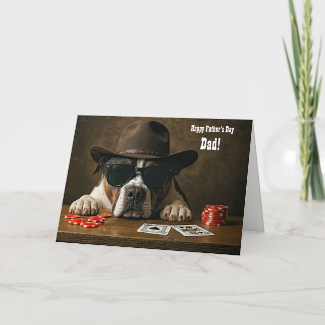 Carte Fête des Pères Chien mignon avec chapeau de cowboy (Devant)