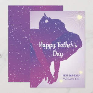 Carte Fête des pères cosmique Famille Silhouette Appréci