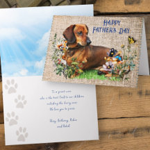 Carte Fête des Pères Dachshund Message Personnalis
