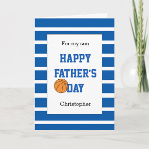 Carte Fête des pères de basket-ball bleu pour mon fils