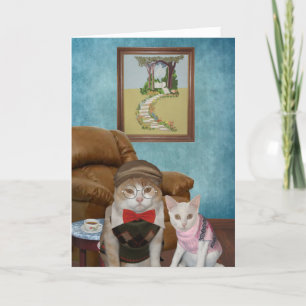 Carte Fête des pères de chats/cerfs-volants