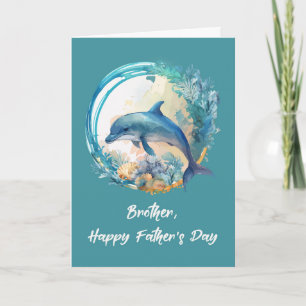 Carte Fête des pères de dauphin frère Vagues océaniques