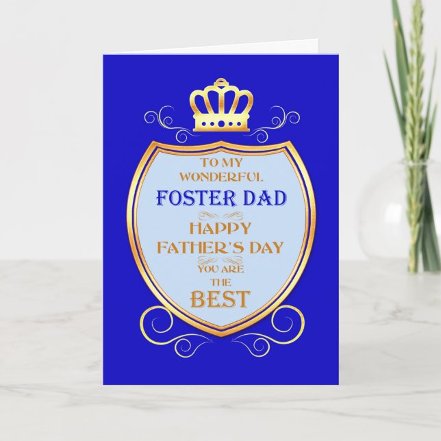 Carte Fête des pères de Foster Dad avec Bouclier (Devant)