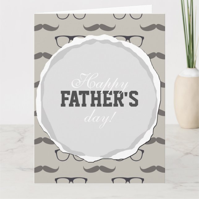 Carte fête des pères de moustache en verre de hippie (Devant)