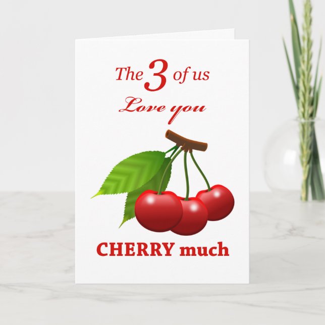 Carte Fête des pères de Triplets, Aimez-vous Cherry Beau (Devant)