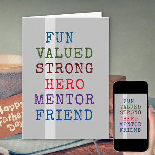 Carte FÊTE DES PÈRES de typographie de la définition du 