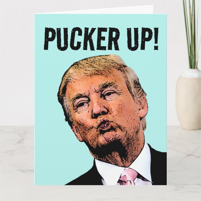 CARTE FÊTE DES PÈRES DONALD TRUMP KISS FUNNY (Devant)