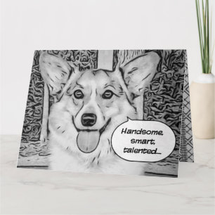 Carte Fête des pères drôle Corgi