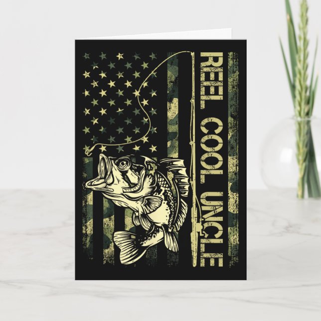 Carte Fête des Pères Drôle Pêcheur Bobine Cool Oncle Pêc (Devant)