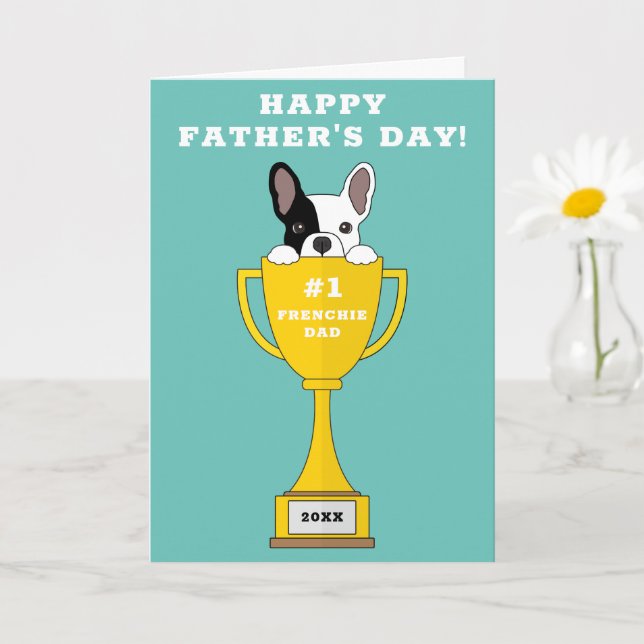 Carte Fête des pères Frenchie Papa | Numéro 1 Frenchie P (Petite plante)