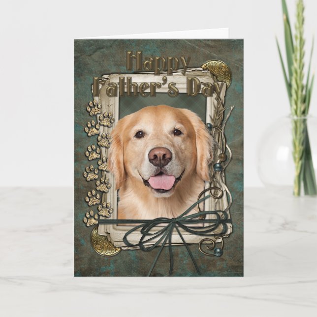 Carte Fête des pères - golden retriever en pierre de (Devant)