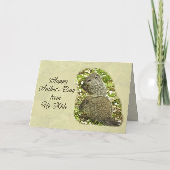 Carte Fête des pères heureuse - bébé Groundhogs (Devant)