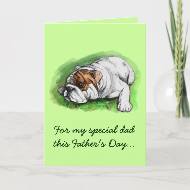 Carte Fête des pères heureuse : Bouledogue (Devant)