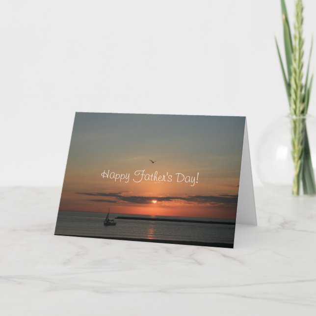 Carte Fête des pères heureuse de lever de soleil (Devant)
