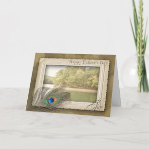 CARTE FÊTE DES PÈRES HEUREUSE - FILS - SCÈNE VINTAGE DE