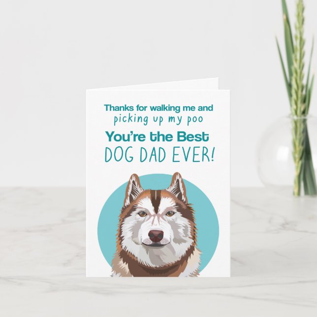 Carte Fête des Pères Husky Rouge Papa (Devant)