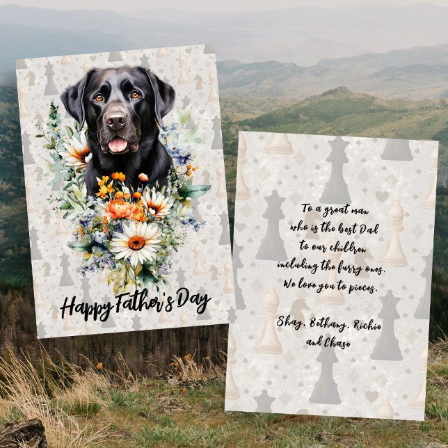 Carte Fête des Pères Joueur d'échecs Labrador noir (Créateur téléchargé)