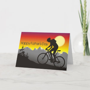 Carte Fête des pères joyeuse en VTT Silhouette