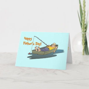 Carte fête des pères Lazy Bateau Jour Pêche